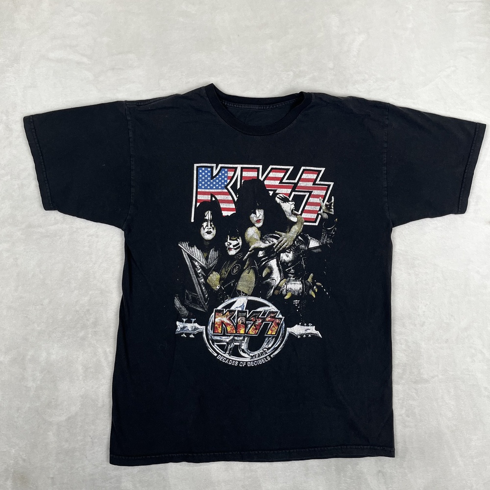 KISS Def Leppard Tour 2014 T-Shirt Mens Large Black Rock Band Graphic Tee